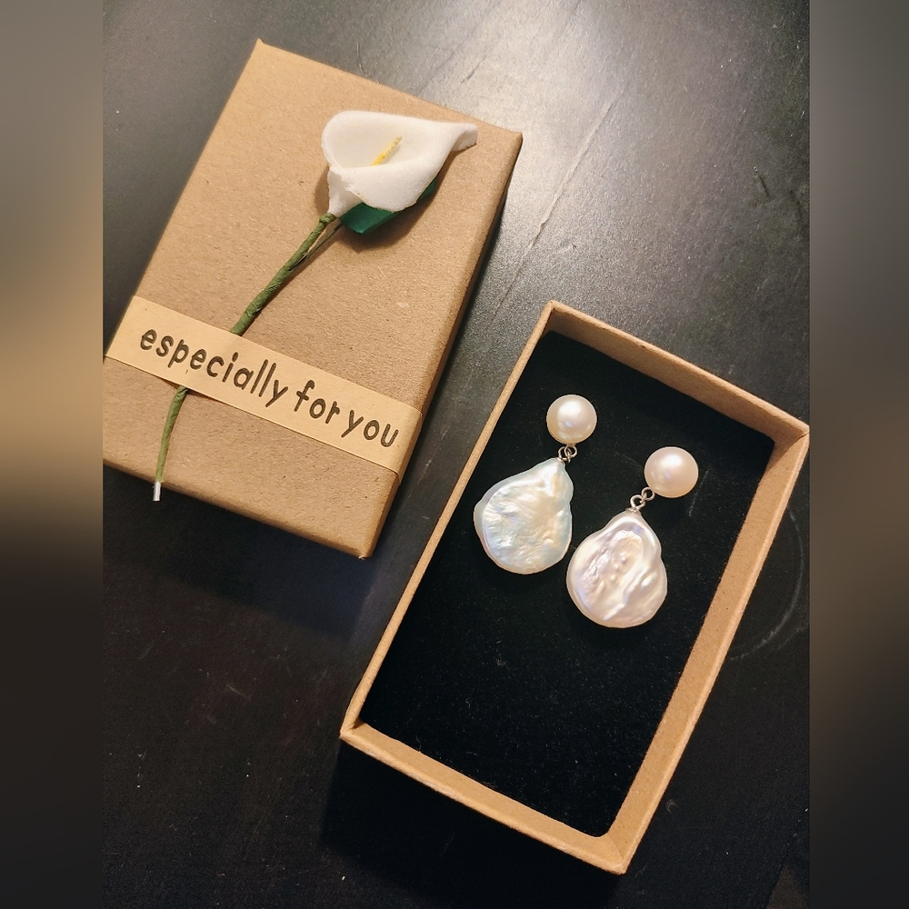 Large Baroque Pearl Earrings